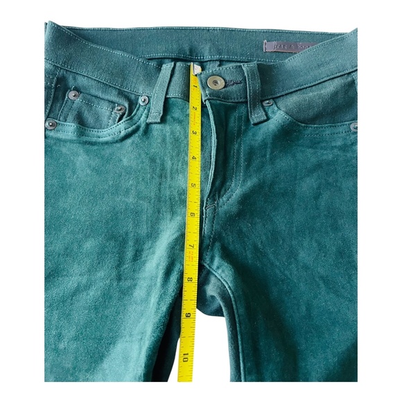 Rag & Bone Jean Hyde Skinny Lambs Leather Suede Green Teal Blue Green size 24 - Picture 7 of 12